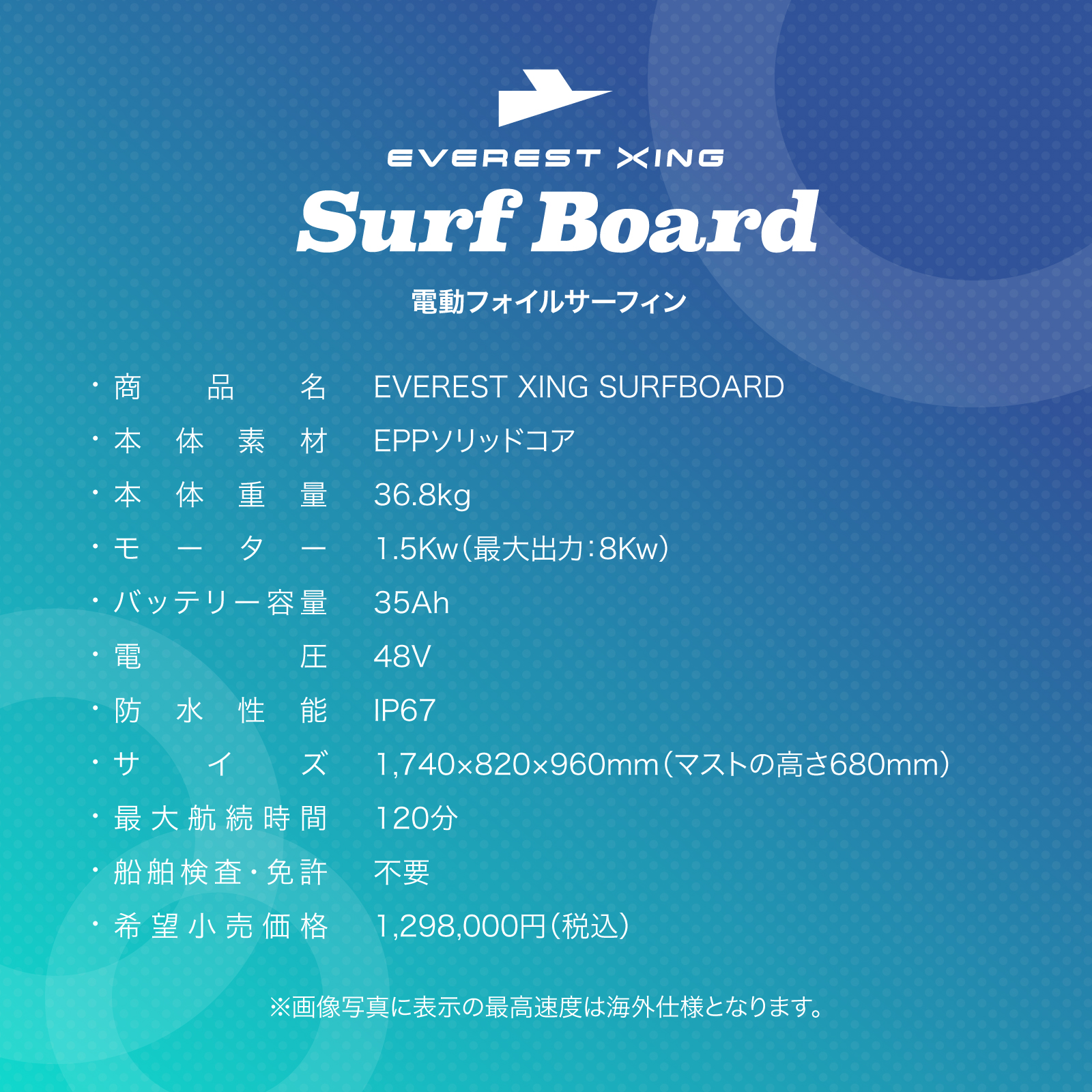 電動フォイルサーフィン EVEREST XING SURFBOARD