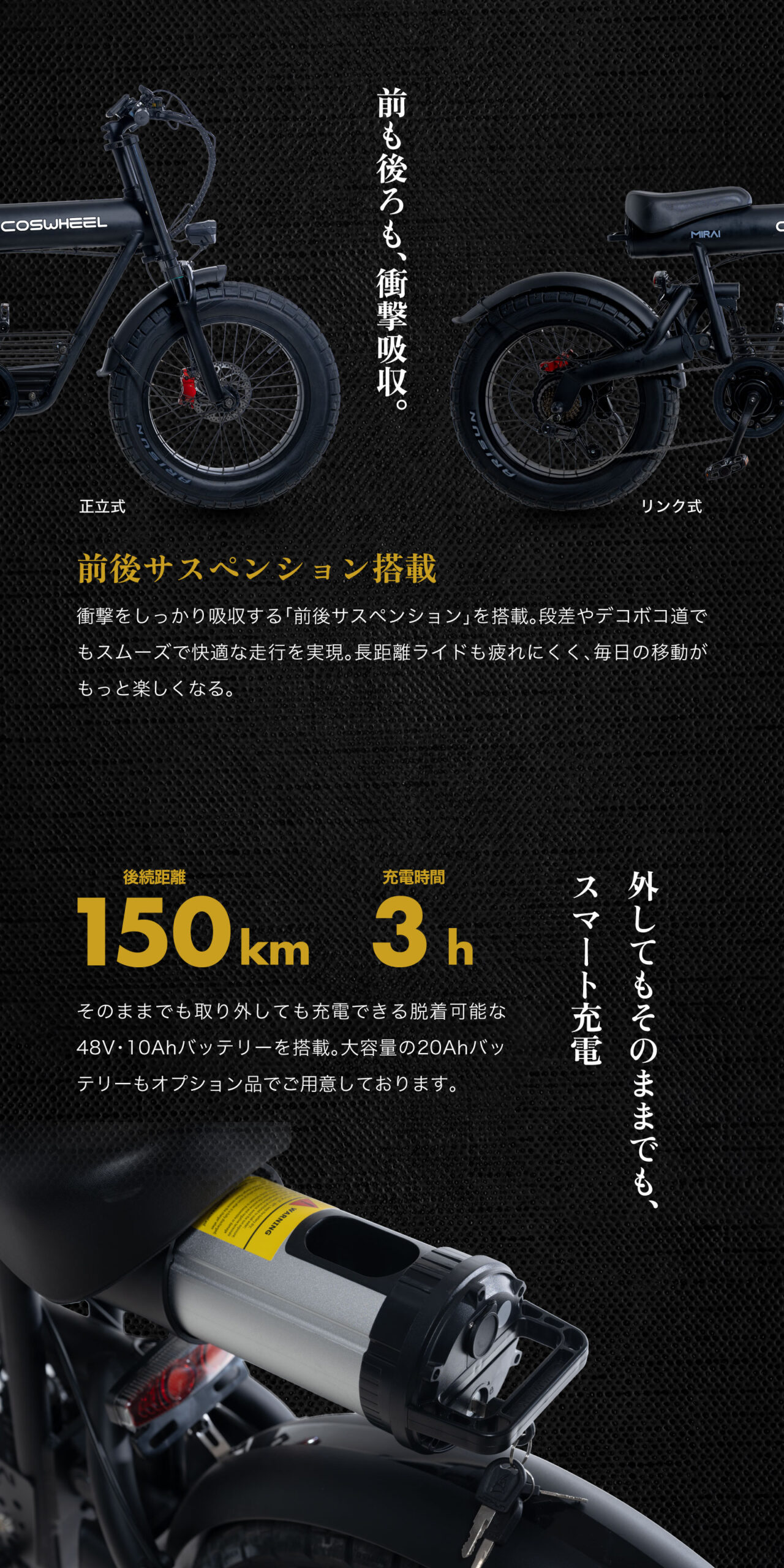 2025COSWHEEL MIRAI S/COMFORT 10Ah バッテリー COSWHEEL MIRAI・MIRAI S共通】バッテリー ☆電動バイク専用