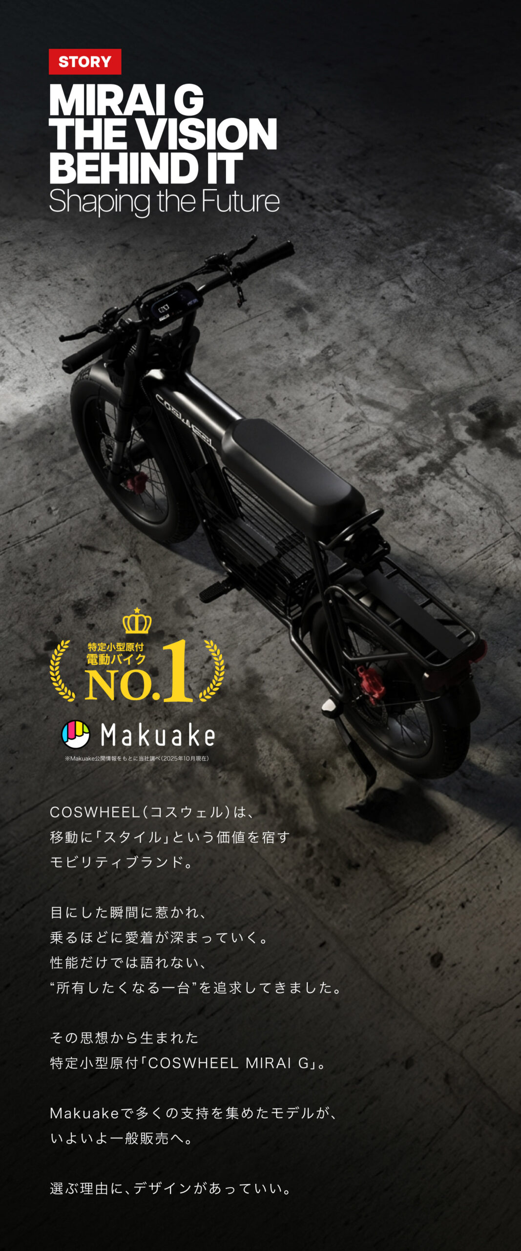 COSWHEEL MIRAI G Makuake先行販売実績